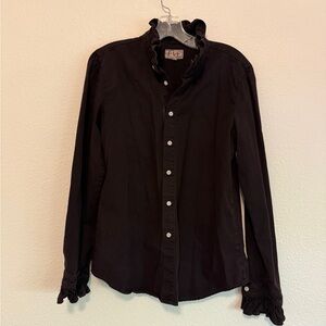 Eve Eggplant Ruffled Button-Up Shirt XS